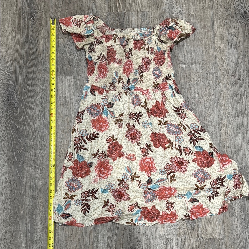 Maurices White and Pink Ruffled Off-Shoulder Sundress
